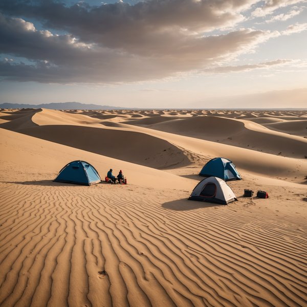 Quelles sont les meilleures pratiques pour camper en région de dunes de sable sans équipements sophistiqués?